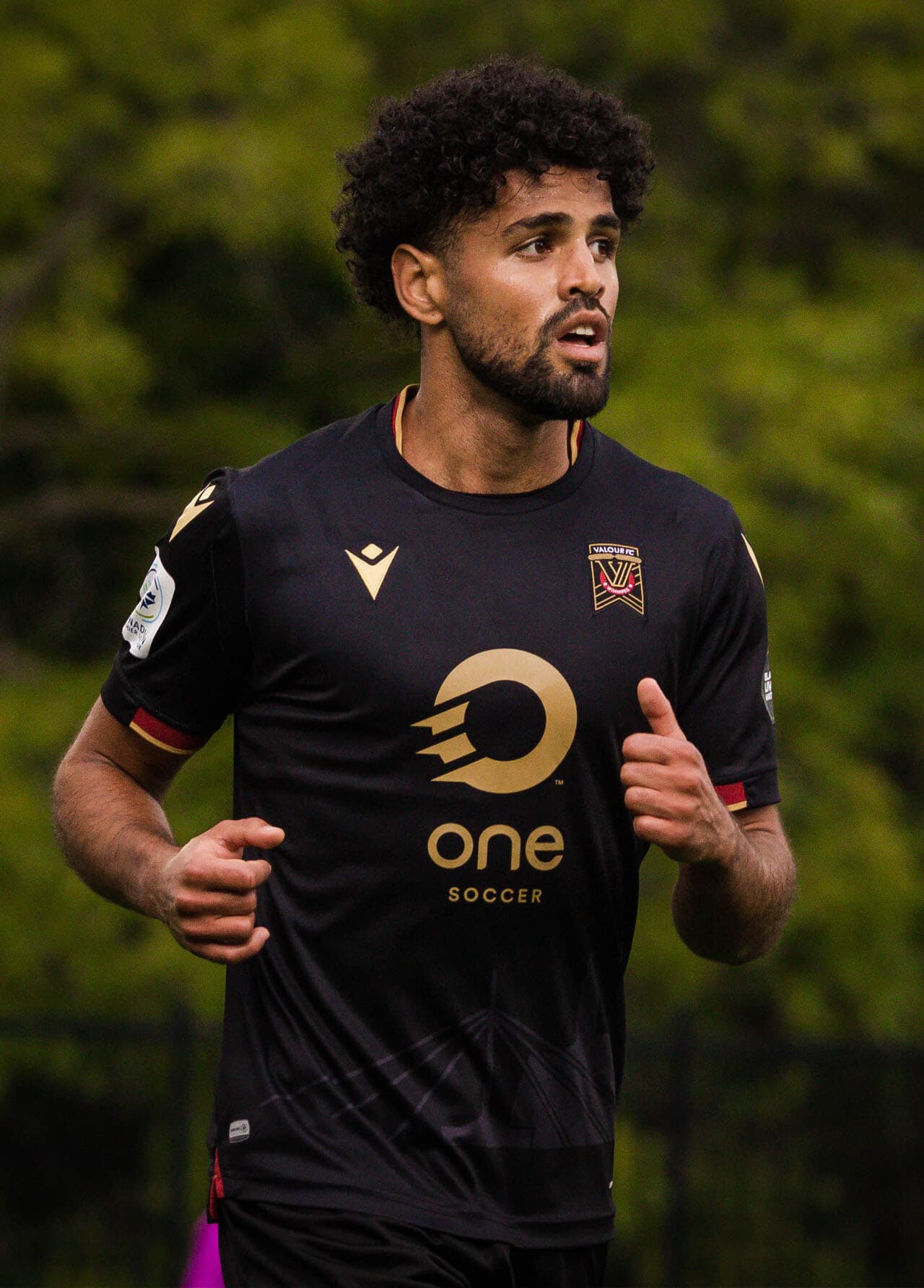 Soccer player in a custom team jersey