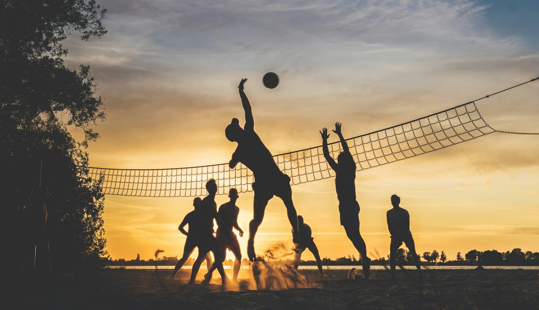 Volleyball athletes in custom uniforms